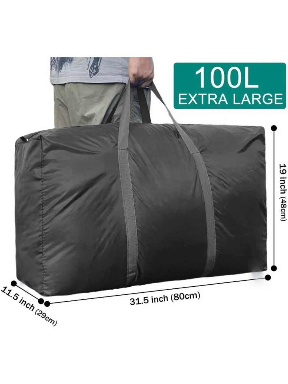 Extra Large 100L Storage Bags with Strong Zippers & Handles - 4 Pack for Moving
